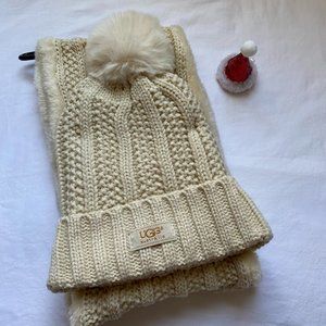 UGG Cream Hat & Infinity Scarf Set